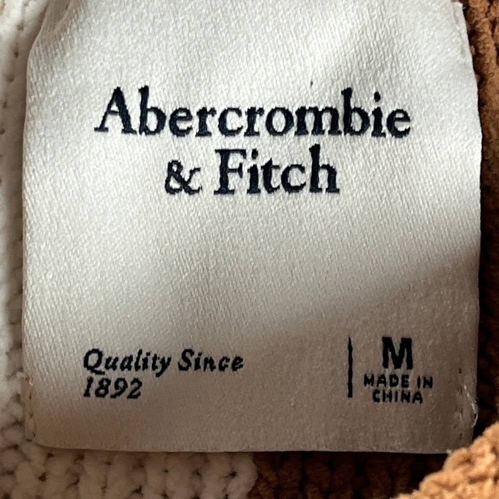 Abercrombie‎ & Fitch Colorblock Chenille Crewneck Sweater Brown Cream M - Picture 6 of 8